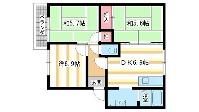ファミールB(3DK/1階)の間取り写真