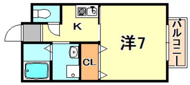 アディーム須磨浦(1K/2階)の間取り写真