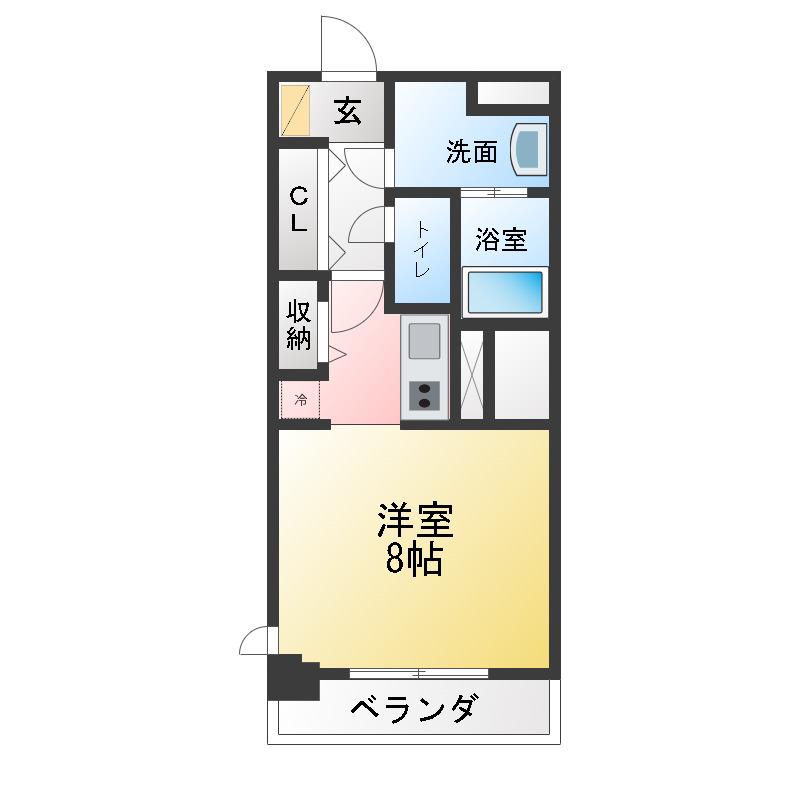 S-RESIDENCE四日市駅前COULEUR(ワンルーム/15階)の間取り写真