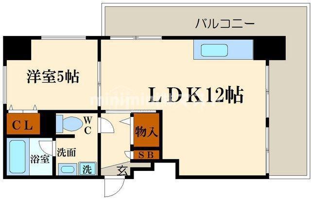 フェルザ今宮戎(1LDK/4階)の間取り写真