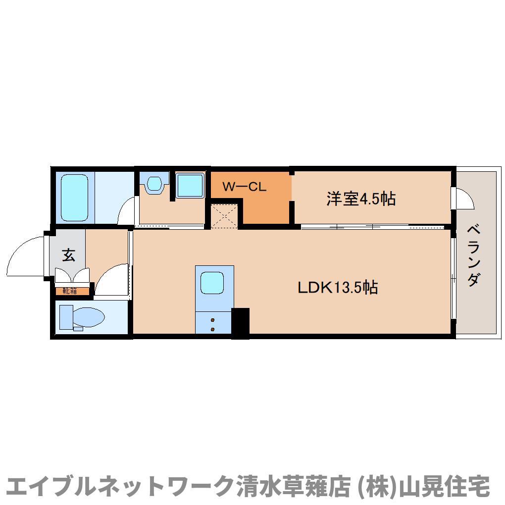 ディアコート(1LDK/4階)の間取り写真