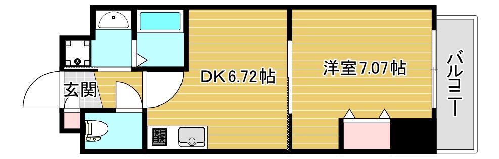 レジデンス朝潮橋(1DK/7階)の間取り写真
