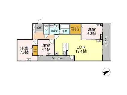 D-RESIDENCE稲城(3LDK/2階)の間取り写真