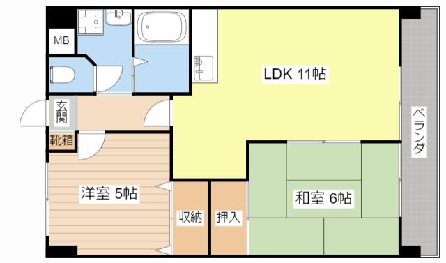 ふぁみーゆ貴生川(2LDK/3階)の間取り写真