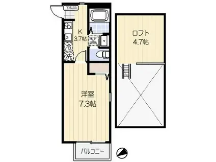 レスポワール東府中(1K/1階)の間取り写真
