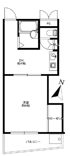グリーンハイツ山水C棟(1DK/2階)の間取り写真