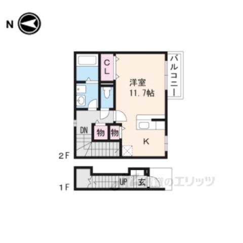 ルーステララ(ワンルーム/2階)の間取り写真