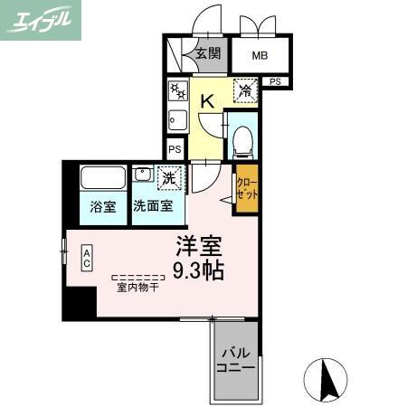 グランディオ医大前(1K/7階)の間取り写真