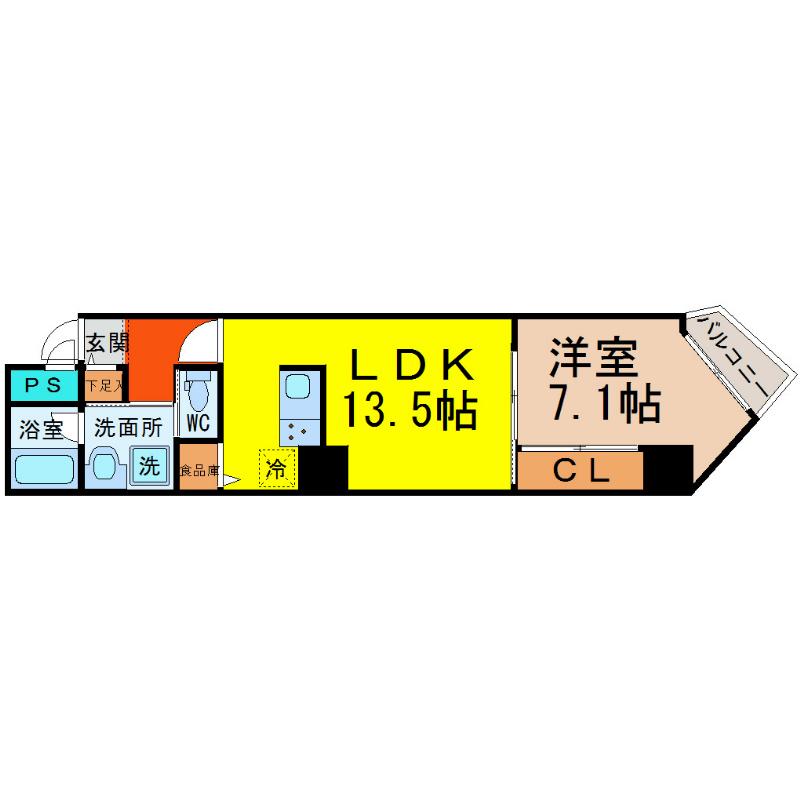 AXIA MEIEKI(1LDK/8階)の間取り写真