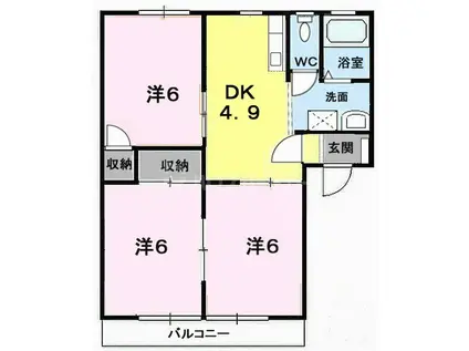 パークハイツII(3DK/1階)の間取り写真