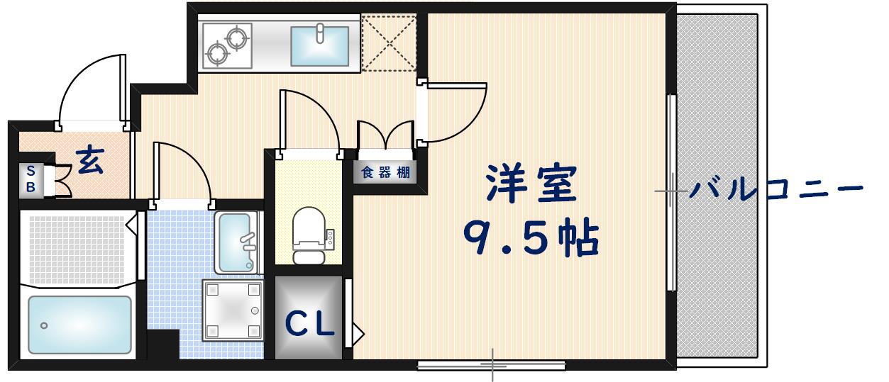 カーサセレノII(1K/6階)の間取り写真