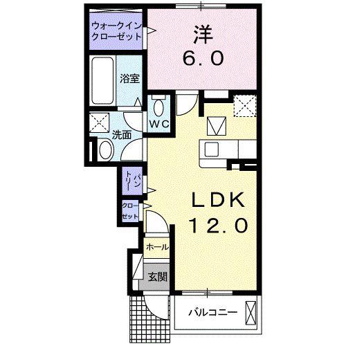 カープII(1LDK/1階)の間取り写真