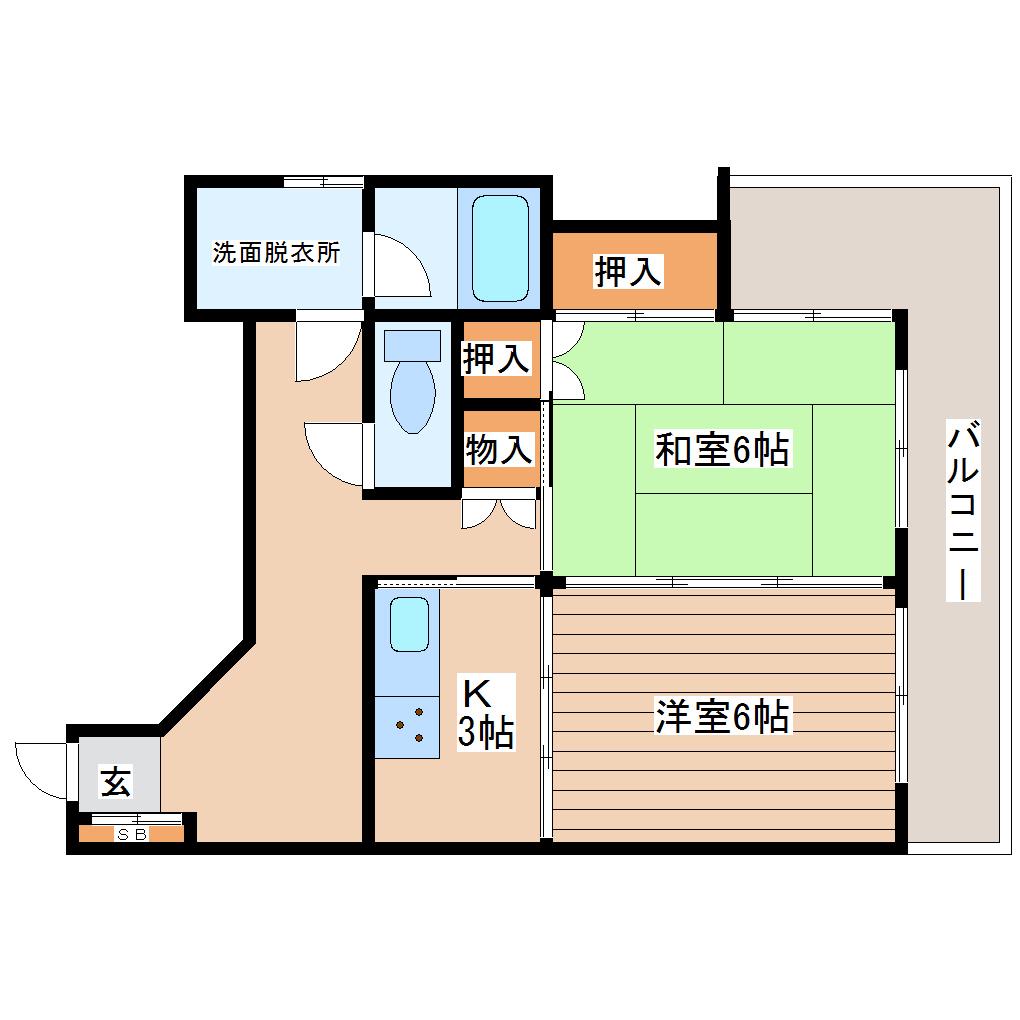 長町南たちばなビル(2K/5階)の間取り写真