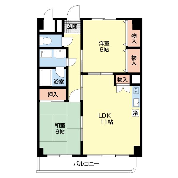 プレイスアイル(2LDK/2階)の間取り写真