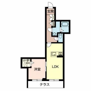 カーサグラスB棟(1LDK/1階)の間取り写真