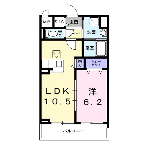 STELLLA日吉(1LDK/2階)の間取り写真