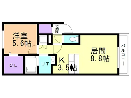 クオーレ(1LDK/1階)の間取り写真