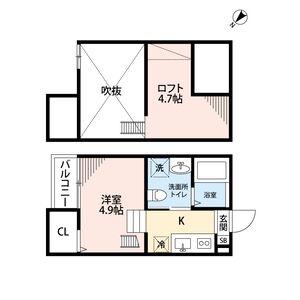 エスポワール堀田(1K/2階)の間取り写真