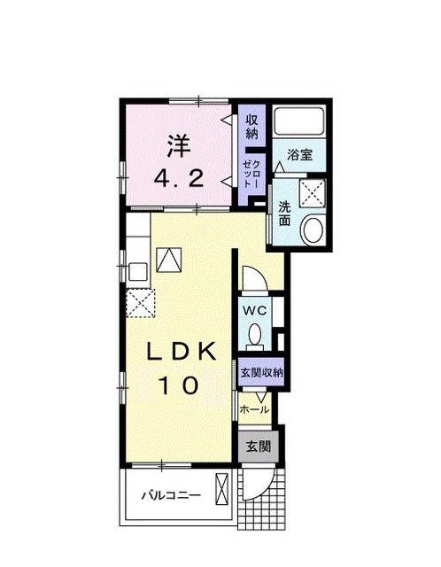 ブルゴーニュA(1LDK/1階)の間取り写真