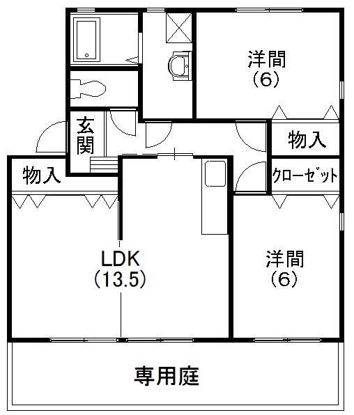 エスポワールミシマB(2LDK/1階)の間取り写真