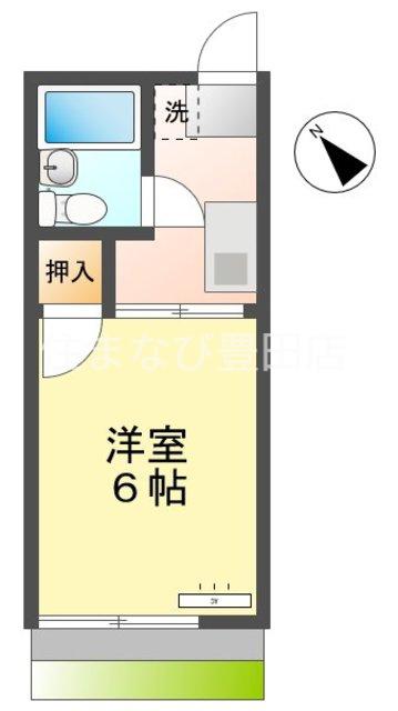 シティハイム大橋I(1K/1階)の間取り写真