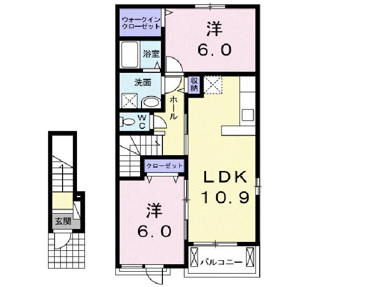 ラ・メゾン・リアンジュ I(2LDK/2階)の間取り写真