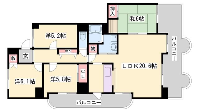 シャトー ブランシェ(4LDK/7階)の間取り写真