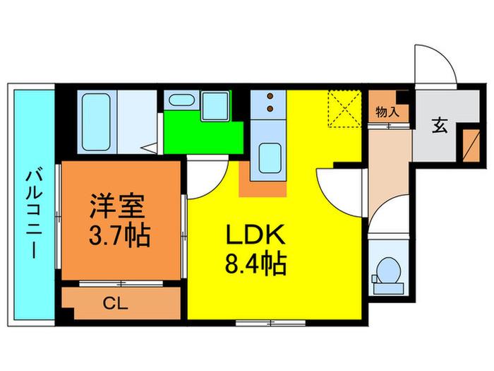 グランツ東香里園町(1LDK/1階)の間取り写真