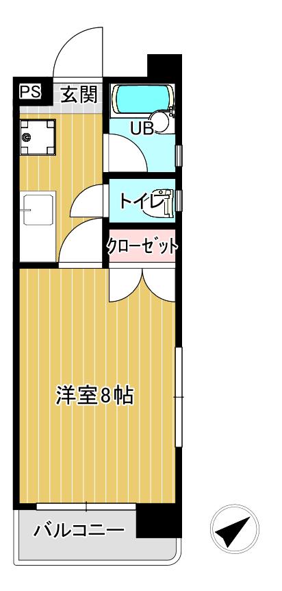ユニテック九品寺(1K/3階)の間取り写真