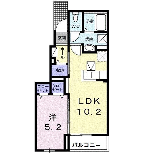 クオーレ アセビ(1LDK/1階)の間取り写真