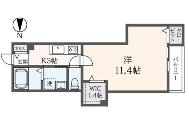 アニュスデイ高輪(1K/2階)の間取り写真