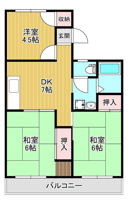 ガーデンハイツ置田I(3DK/2階)の間取り写真