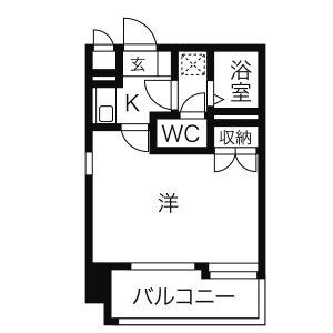 ダイアパレス姪浜(1K/6階)の間取り写真