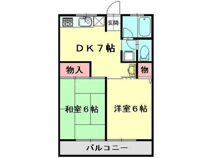 シティハイム創(2DK/2階)の間取り写真
