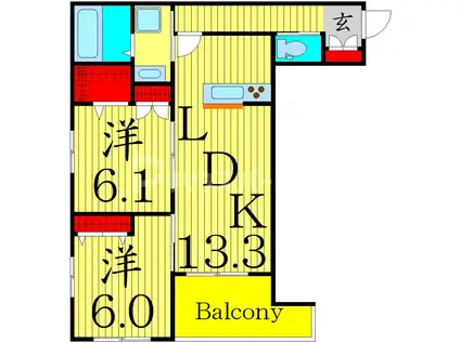パークメゾン町屋(2LDK/3階)の間取り写真