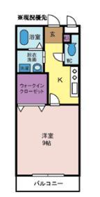 グリーンヒル(1K/3階)の間取り写真