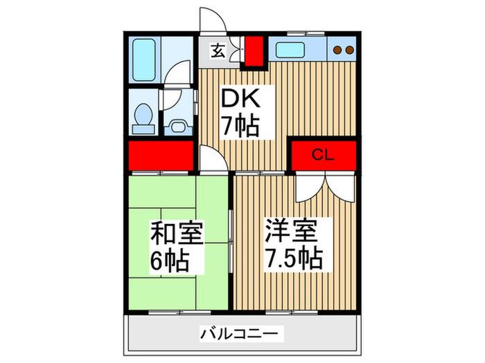 サンヒルズ柏(2DK/3階)の間取り写真