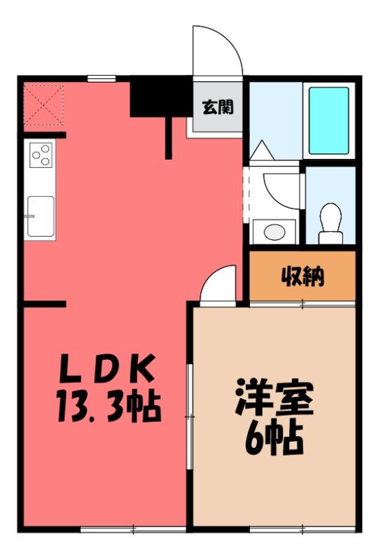 エリナハイムNO.2(1LDK/1階)の間取り写真