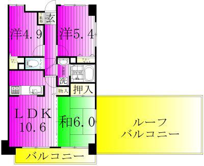 ライオンズマンション松戸中央公園(3LDK/12階)の間取り写真