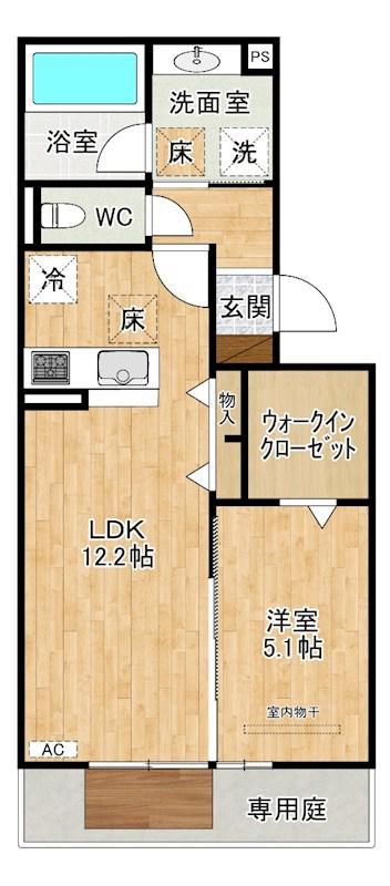 HABITAT YOSHINO(1LDK/1階)の間取り写真