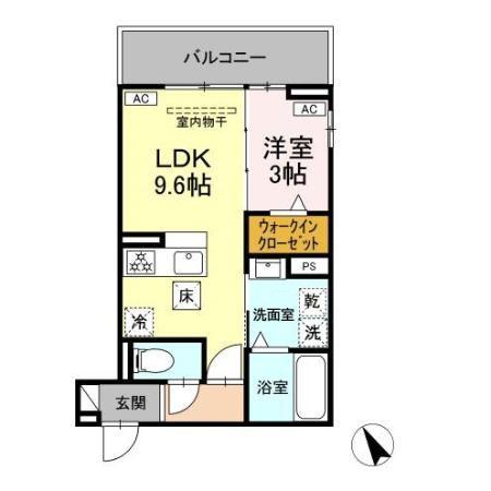 ルナジア(1LDK/1階)の間取り写真