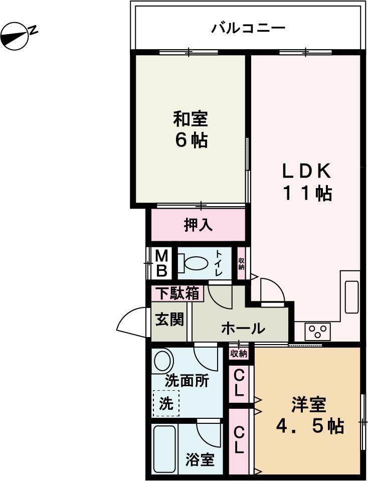 アルコ・ラ・カーサ姫路土山(2LDK/3階)の間取り写真