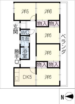 日長台荘A棟(5DK/4階)の間取り写真