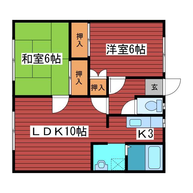 アソートハウス(2LDK/2階)の間取り写真