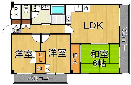 グレイスコート直井(3LDK/1階)の間取り写真