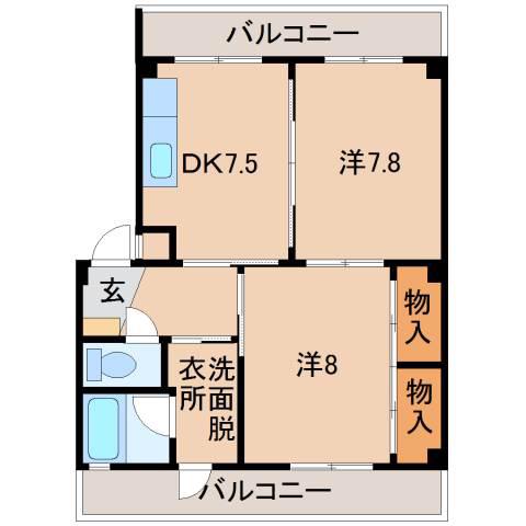 ミツワハイツ出水(2DK/2階)の間取り写真