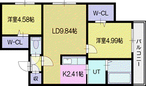 セレッソ新札幌(2LDK/3階)の間取り写真