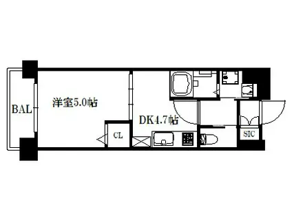 アクアプレイス京都西院(1DK/6階)の間取り写真