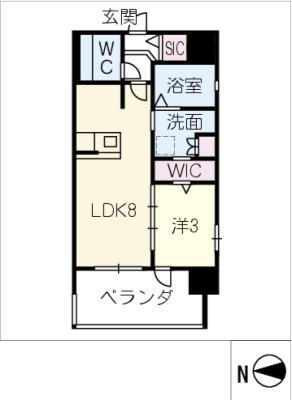 サンパーク上前津 II(1LDK/5階)の間取り写真
