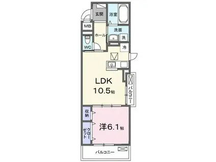 ブライトリーフ(1LDK/1階)の間取り写真